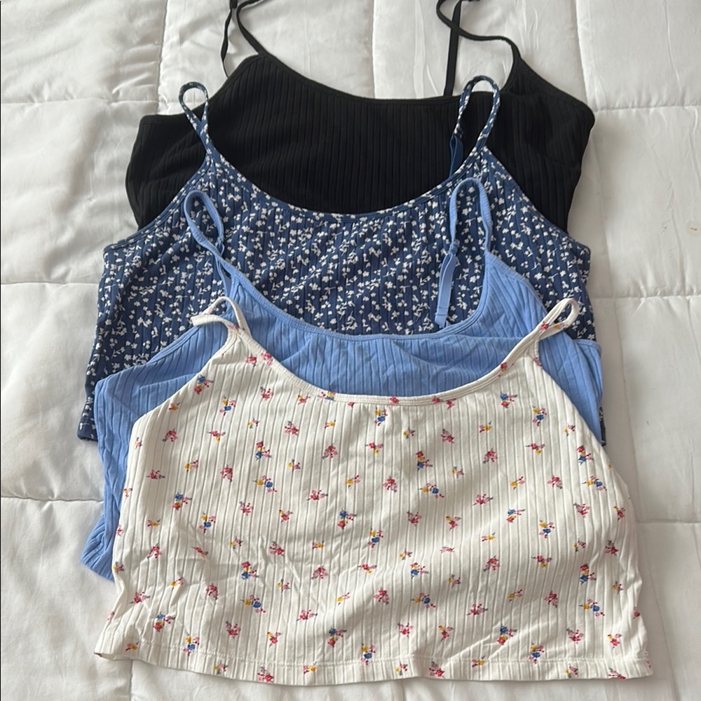 Old Navy Women's Camisole Tops - Black, Blue, Cream Floral